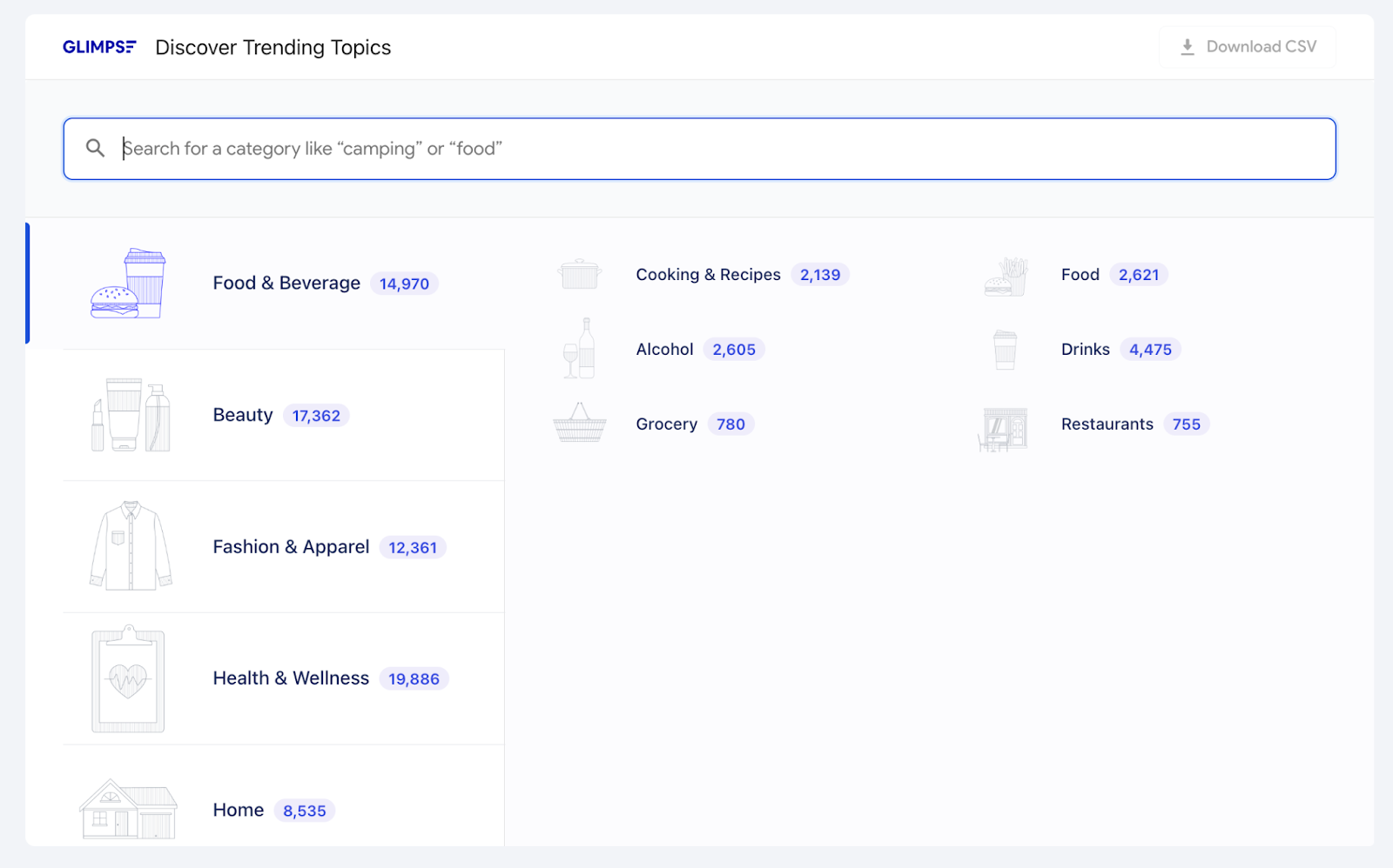 glimpse trends database