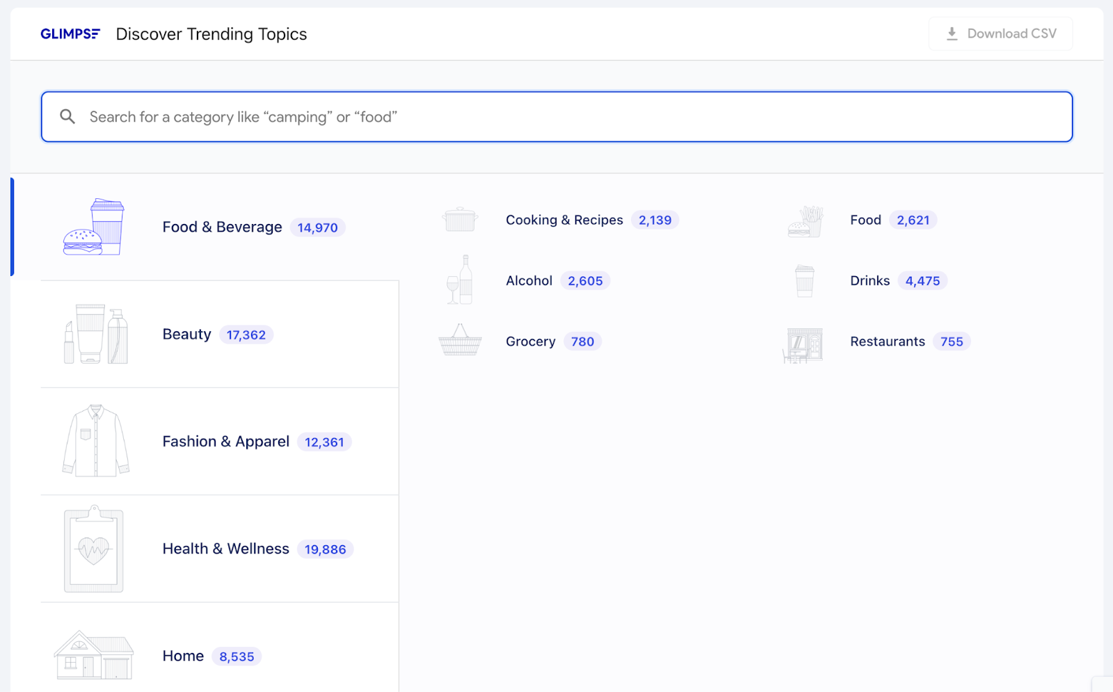 glimpse trends database